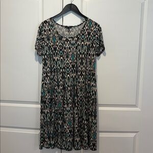 Sami & Jo Dress Womens XL Multicolor Geometric Print Short Sleeve Swing A-Line